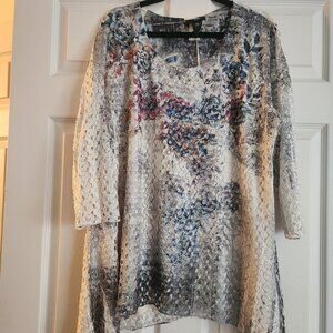 BRITTANY BLACK women's Blouse, size-3X, long sleeves, lace (synthetic), linked,